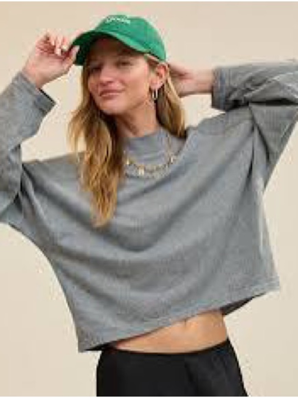 Aerie Cozy Crew Neck Long Sleeve T Shirt Gray Size Large